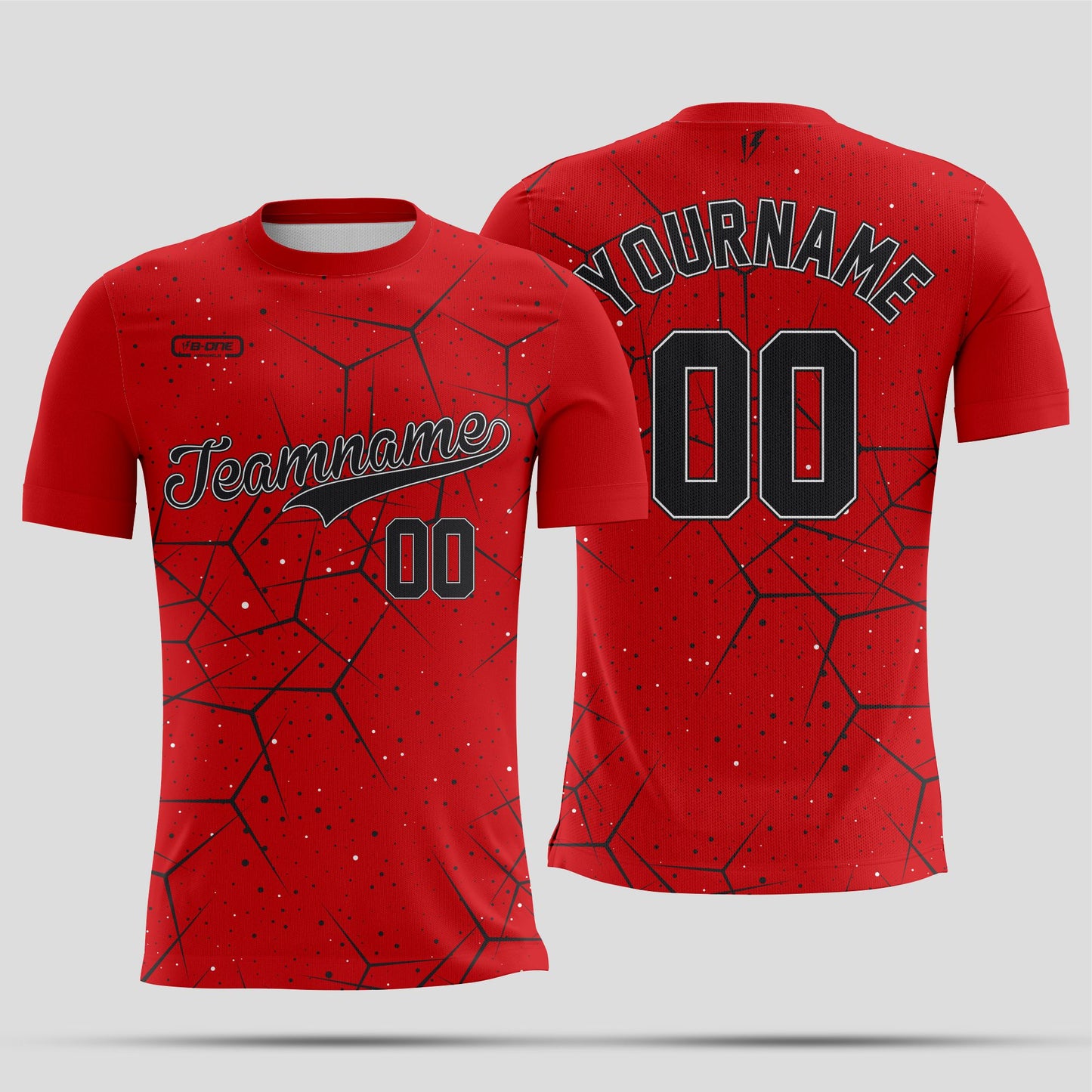 Red & Black Textured Dri-Fit T-Shirt – Custom Sublimated Athletic Performance Tee