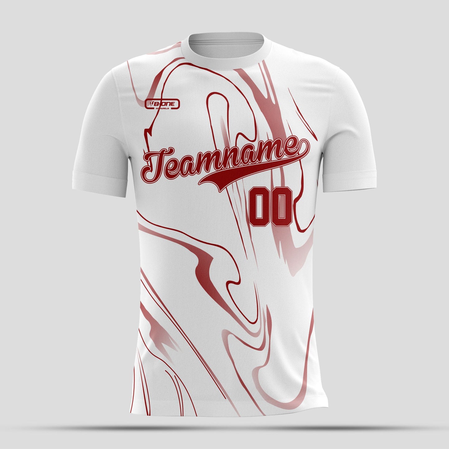 White & Red Dri-Fit T-Shirt with Black Lettering – Custom Sublimated Athletic Tee