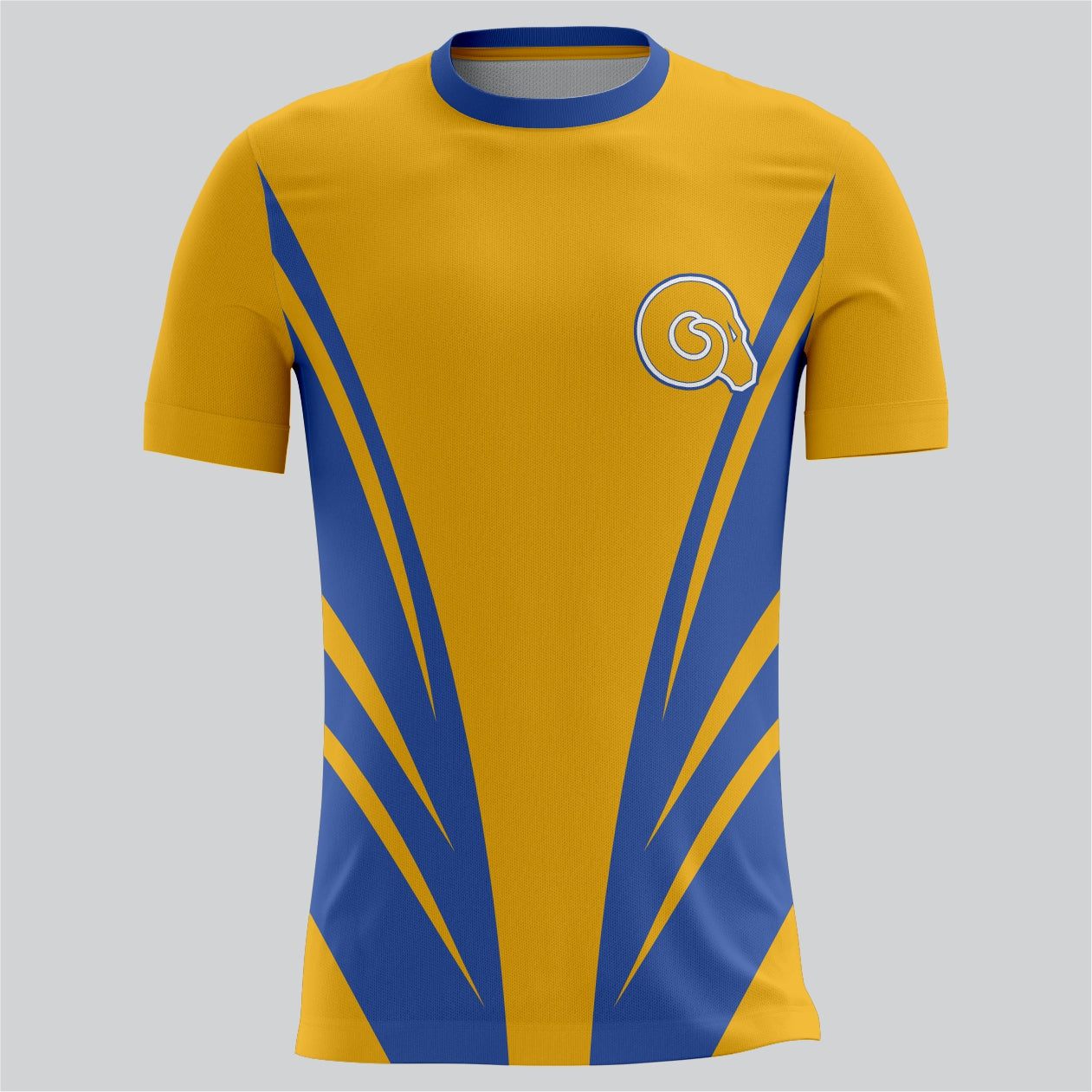 Rams Round Neck T-Shirt – Yellow & Blue | Short Sleeve Athletic Fit by SRJ Apparel