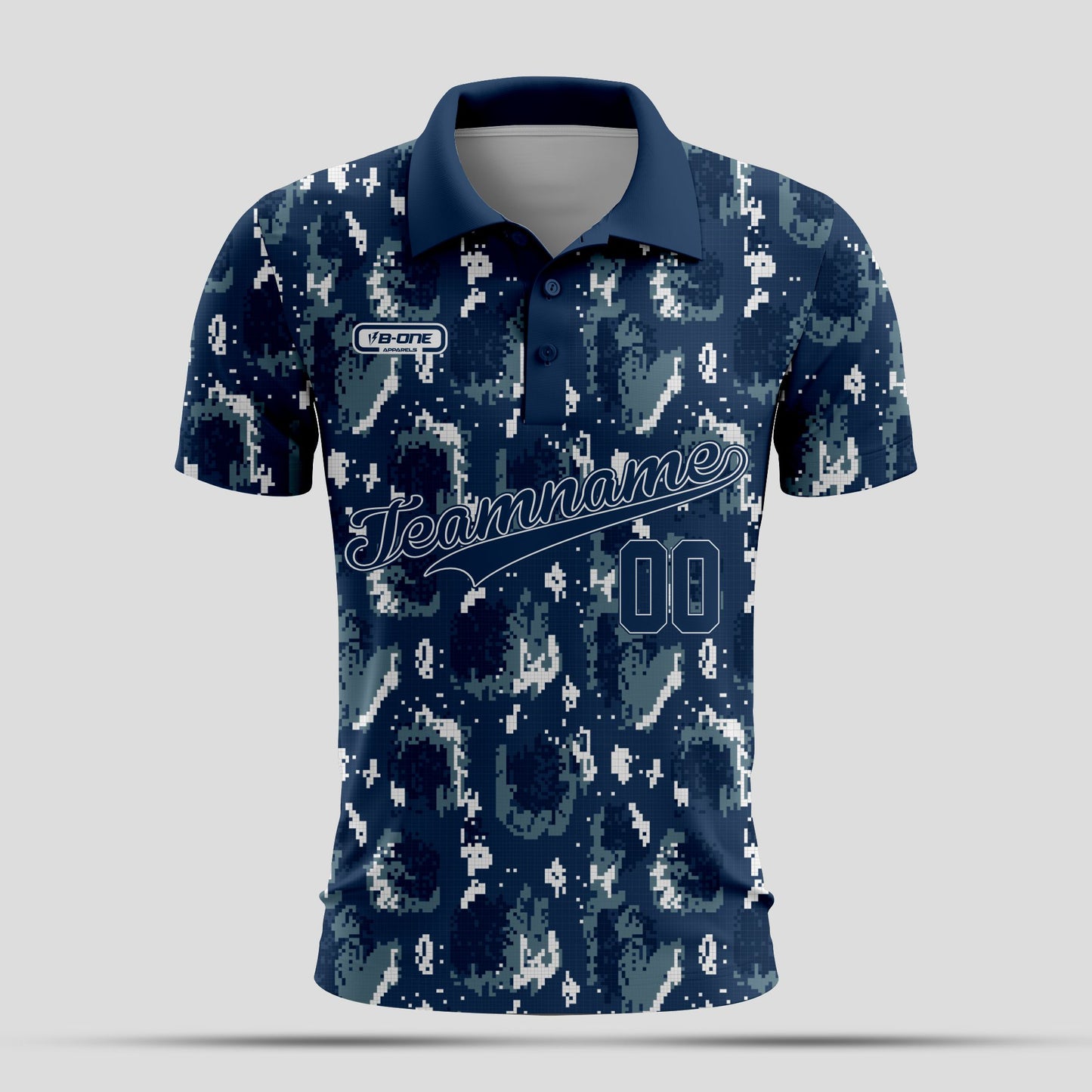 Blue white Camo Dri-Fit Polo Shirt – Custom Sublimated Performance Polo for Sport & Casual Wear