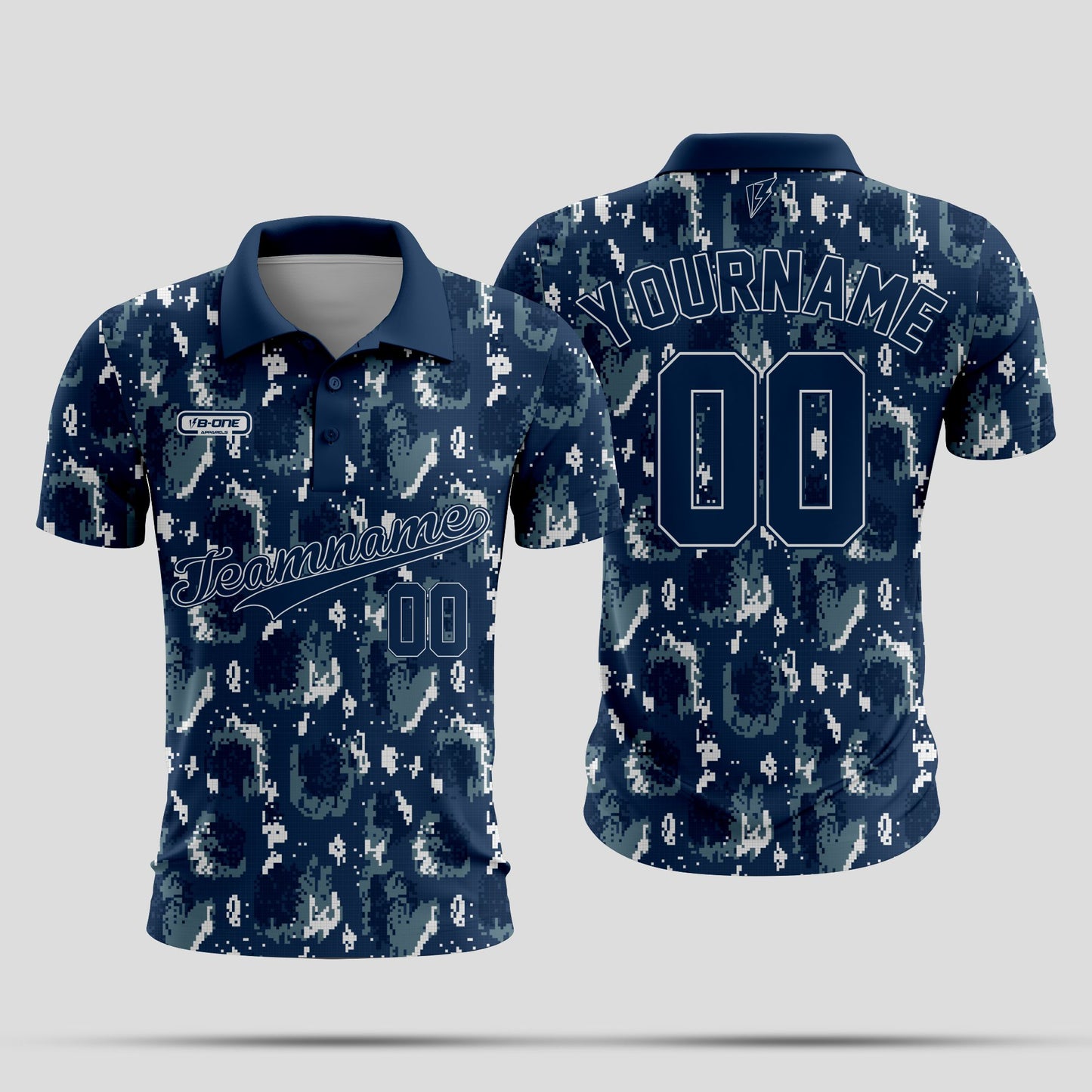Blue white Camo Dri-Fit Polo Shirt – Custom Sublimated Performance Polo for Sport & Casual Wear