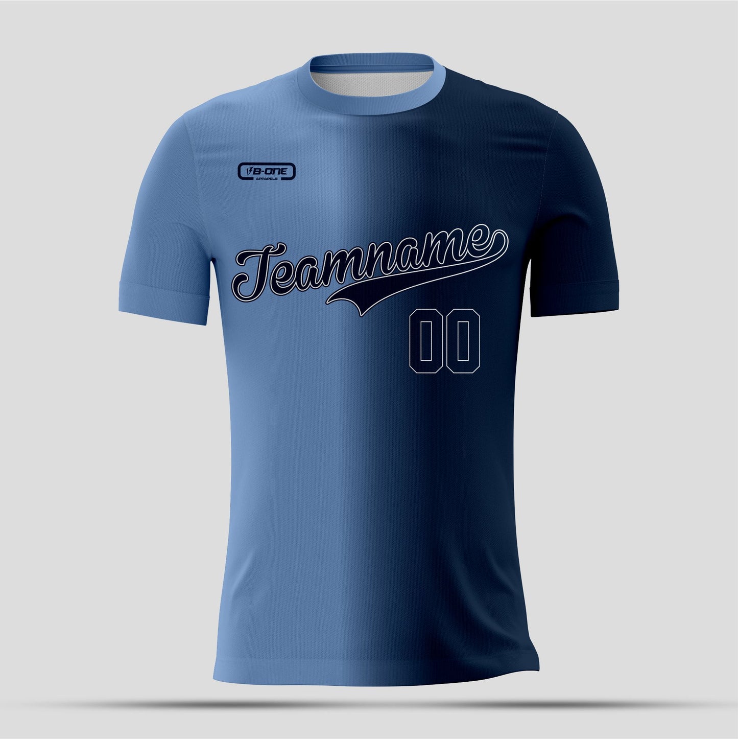Light Blue and Black half split with white letters Dri-Fit Texture T-Shirt – Custom Sublimated Athletic