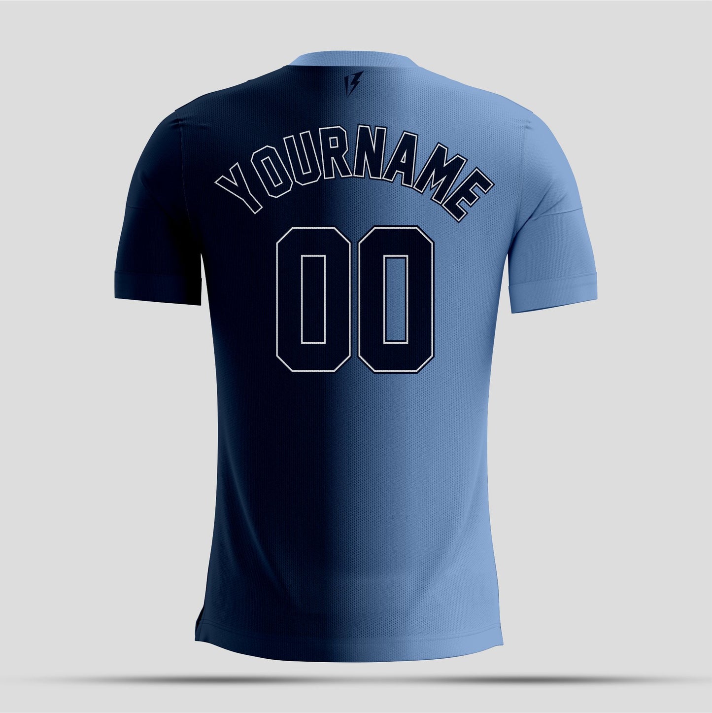 Light Blue and Black half split with white letters Dri-Fit Texture T-Shirt – Custom Sublimated Athletic
