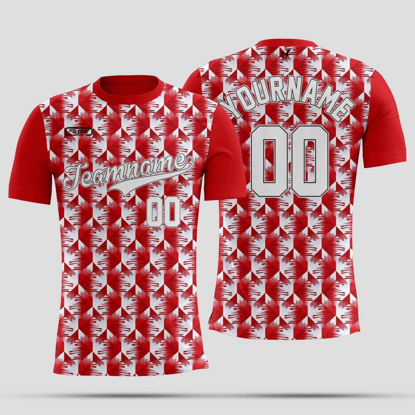 Red & White Textured Dri-Fit T-Shirt – Custom Sublimated Performance Tee