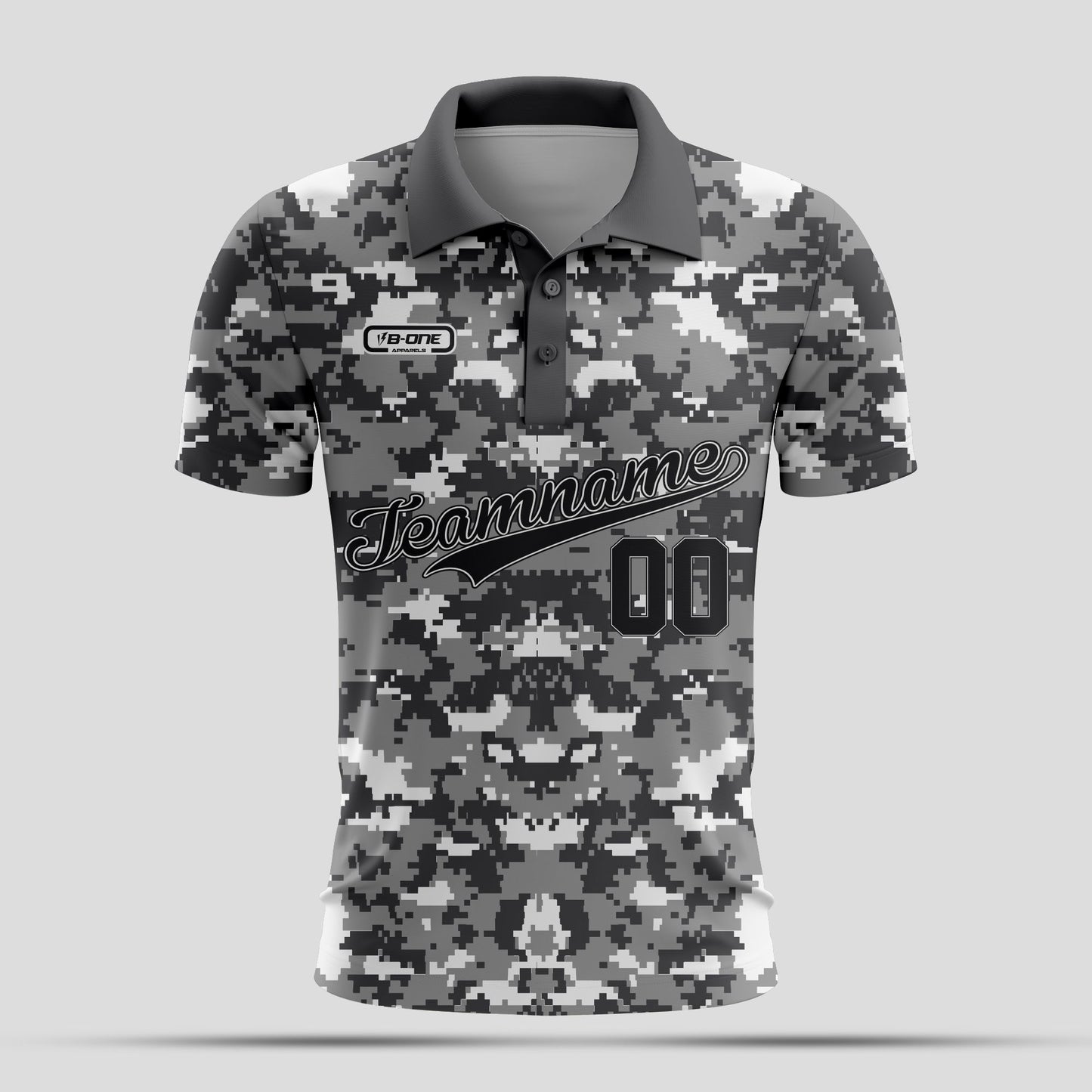 Grey white Camo Dri-Fit Polo Shirt – Custom Sublimated Performance Polo for Sport & Casual Wear