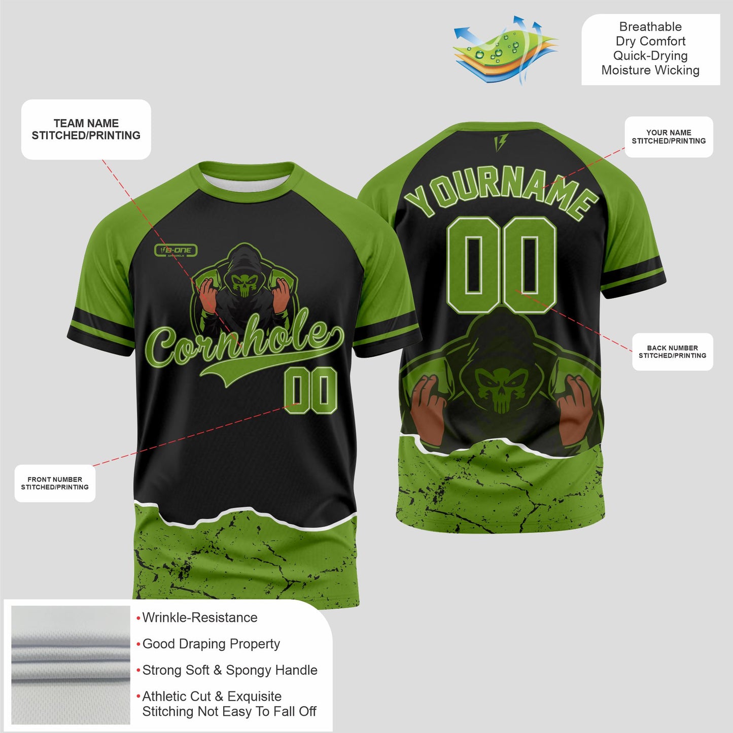 Black & Green Cornhole Shirt - Tournament Ready Cornhole Apparel for Men & Women