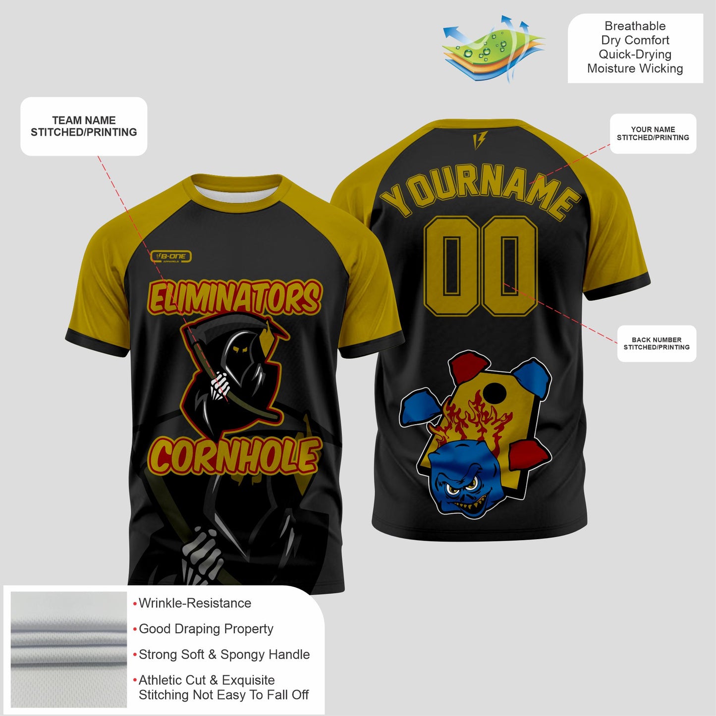 Eliminators Cornhole T-Shirt – Competitive Cornhole Team Shirt for Tournaments & Leagues
