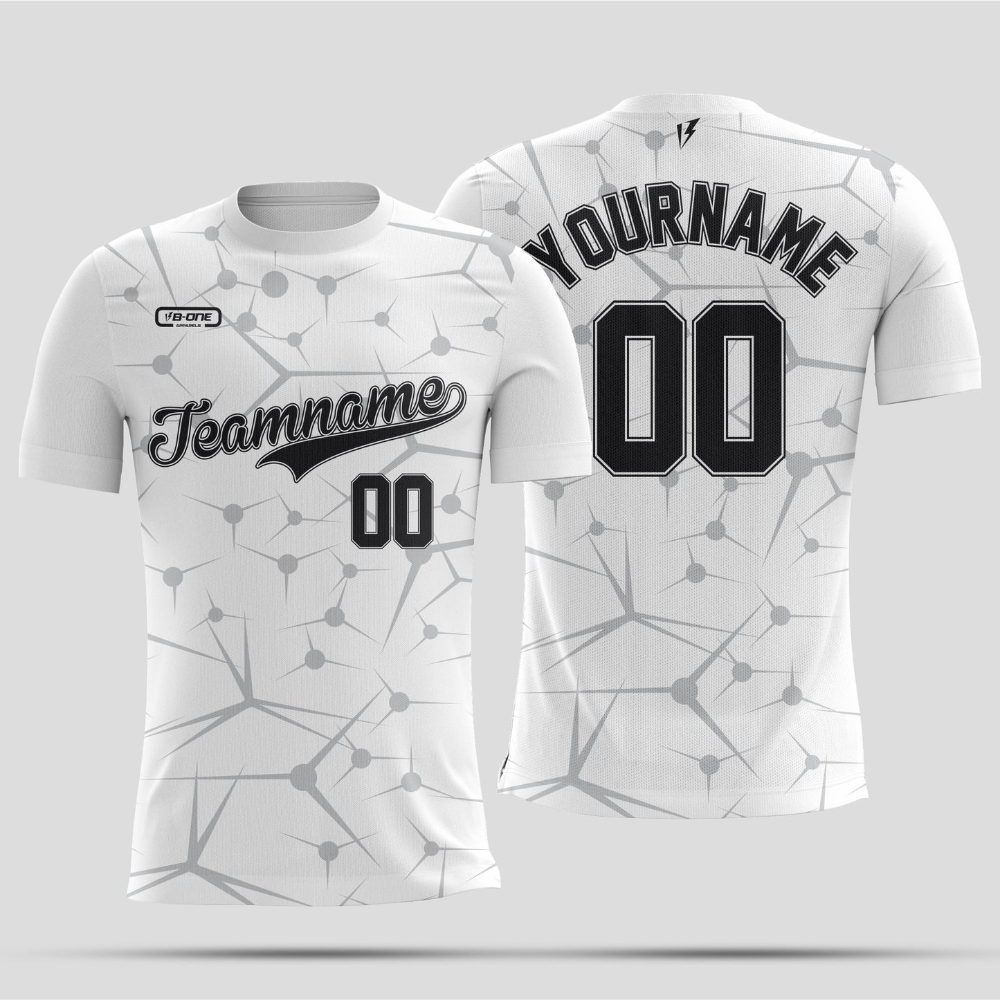 White & Grey Dri-Fit T-Shirt with Black Lettering – Custom Sublimated Athletic Tee
