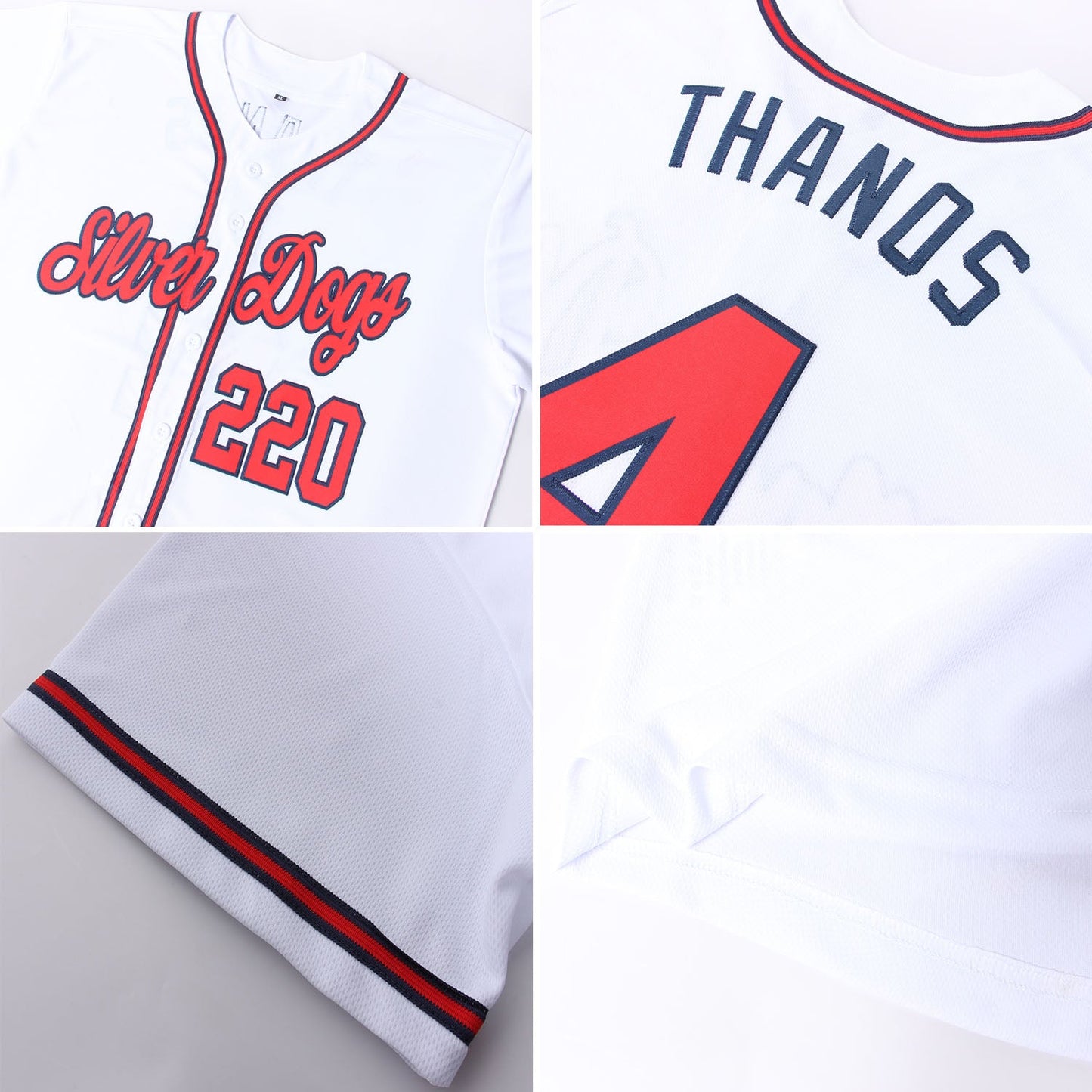 Custom White Red-Navy Softball Jersey