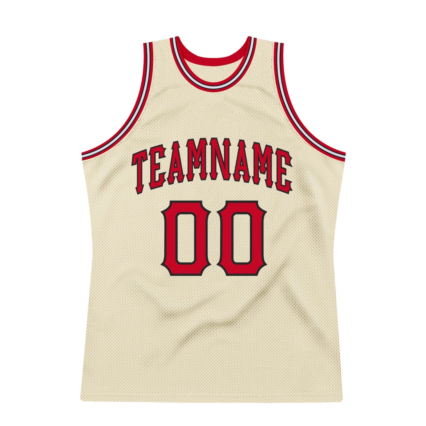 Custom Cream Red-Black Authentic Throwback Basketball Jersey