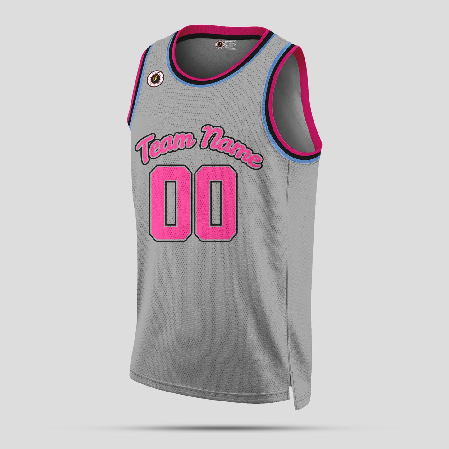 Custom High-Quality Gray and Light Pink Authentic Rib Knit Basketball Jersey