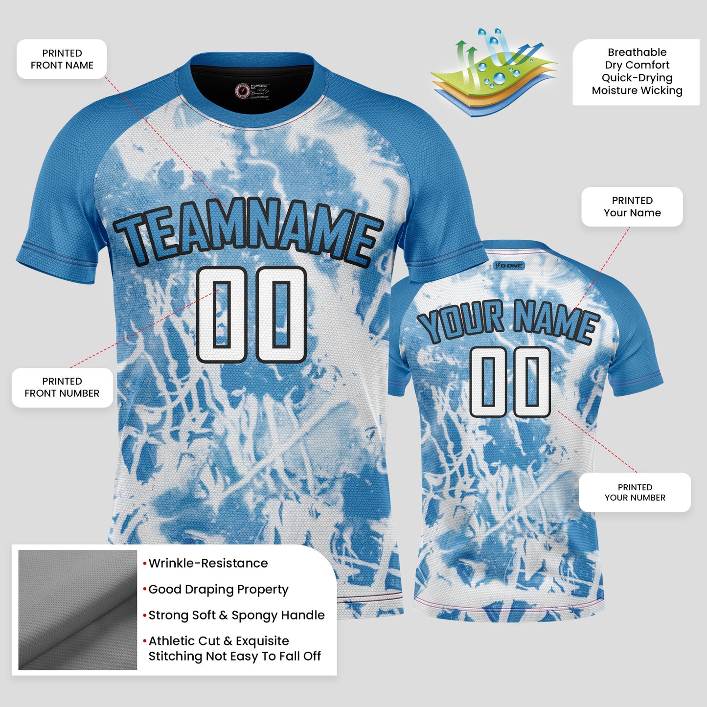 Custom White & Blue Soccer Jerseys for High-Performance Testing Teams