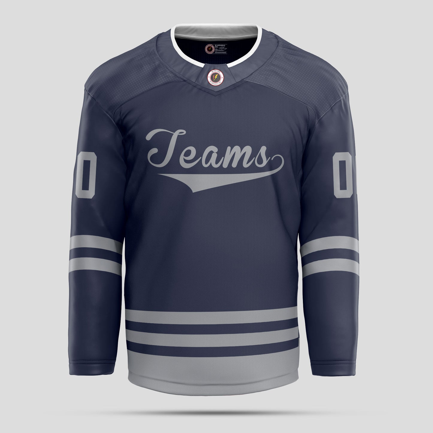 Custom Team Name Navy and Gray Hockey Jersey - Personalized Performance Gear
