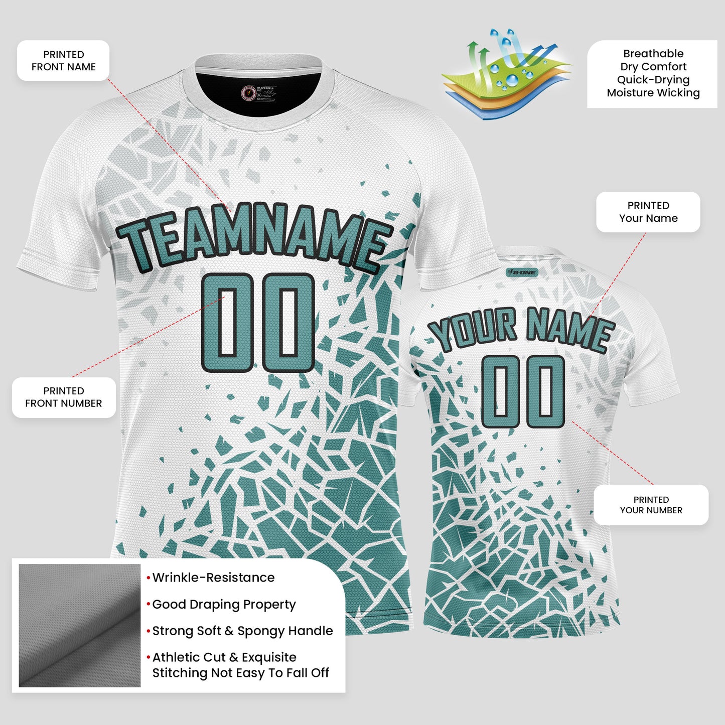 Custom White & Green Soccer Jerseys with Personalized Team Numbers