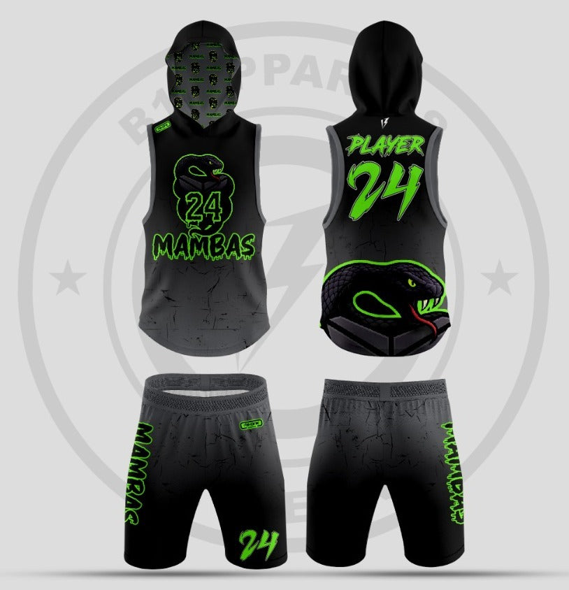 Mambas Black Grey 7v7 Hooded Uniform Tops – Custom Sublimated Performance Jerseys
