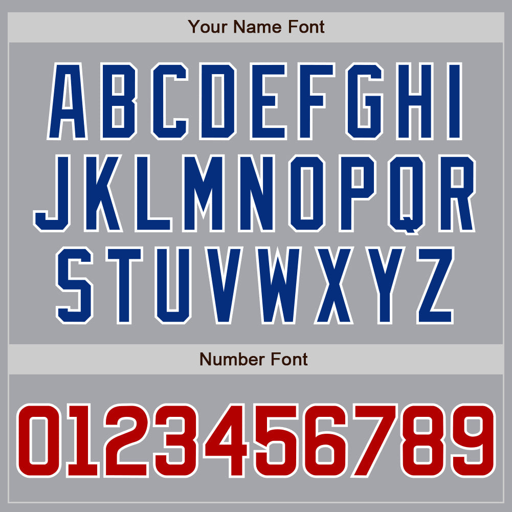 Custom Gray Red-Royal Bomber Full-Snap Varsity Letterman Jacket