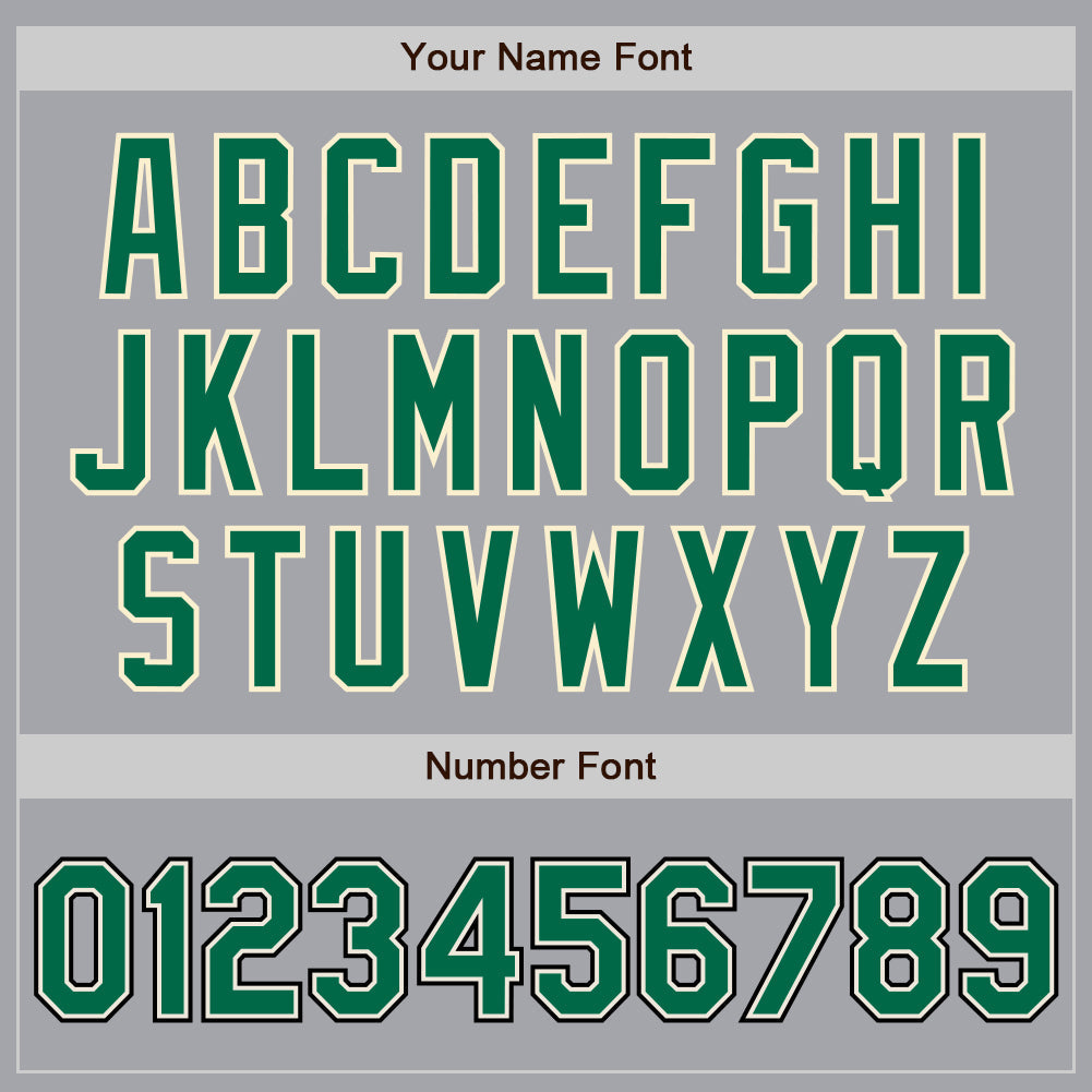 Custom Gray Kelly Green Cream-Black Bomber Full-Snap Varsity Letterman Jacket