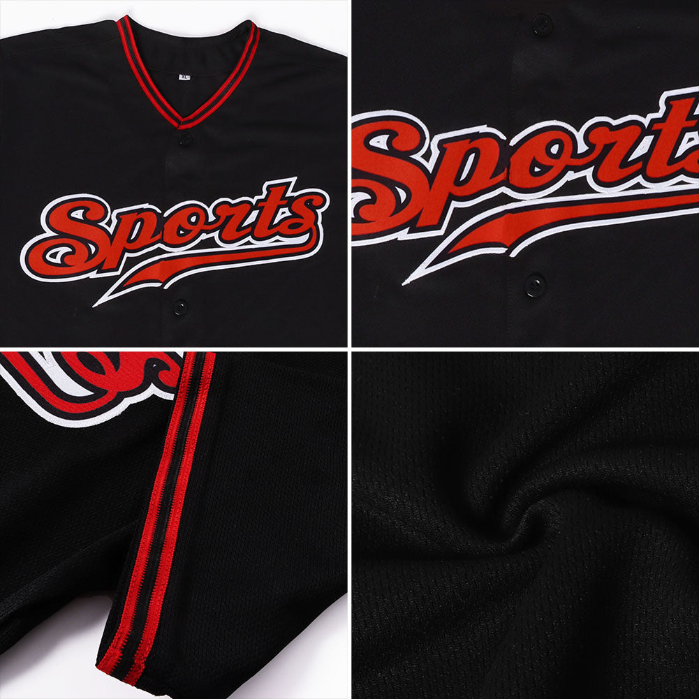 Custom Black Red-White Authentic Softball Jersey
