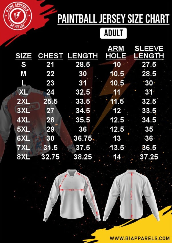 Size Charts of sports jerseys B1 Apparels