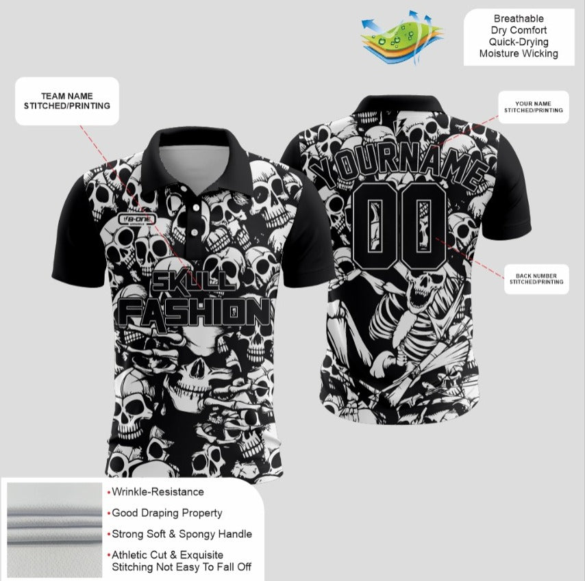 Skull Printing Baseball T-Shirts