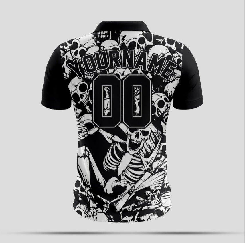 Skull Printing Baseball T-Shirts back