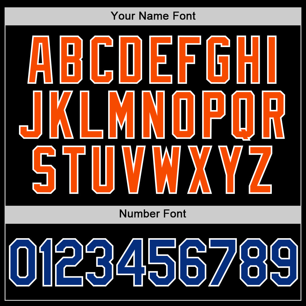 Custom Black Royal-Orange Two-Button Unisex Softball Jersey