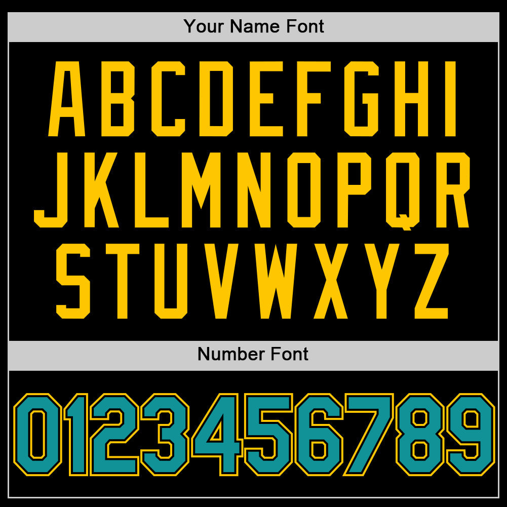 Custom Black Teal-Yellow Two-Button Unisex Softball Jersey