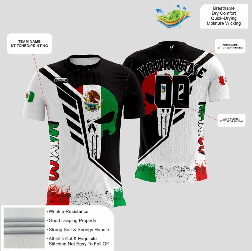 Black & White Custom Dri-Fit T-Shirt – Mexico Flag Edition 🇲🇽