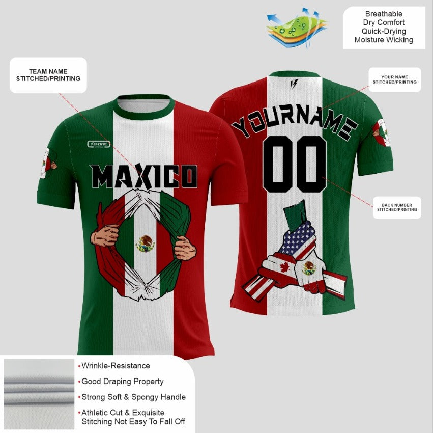 Red & Green Custom Dri-Fit T-Shirt – Mexico Flag Edition 🇲🇽