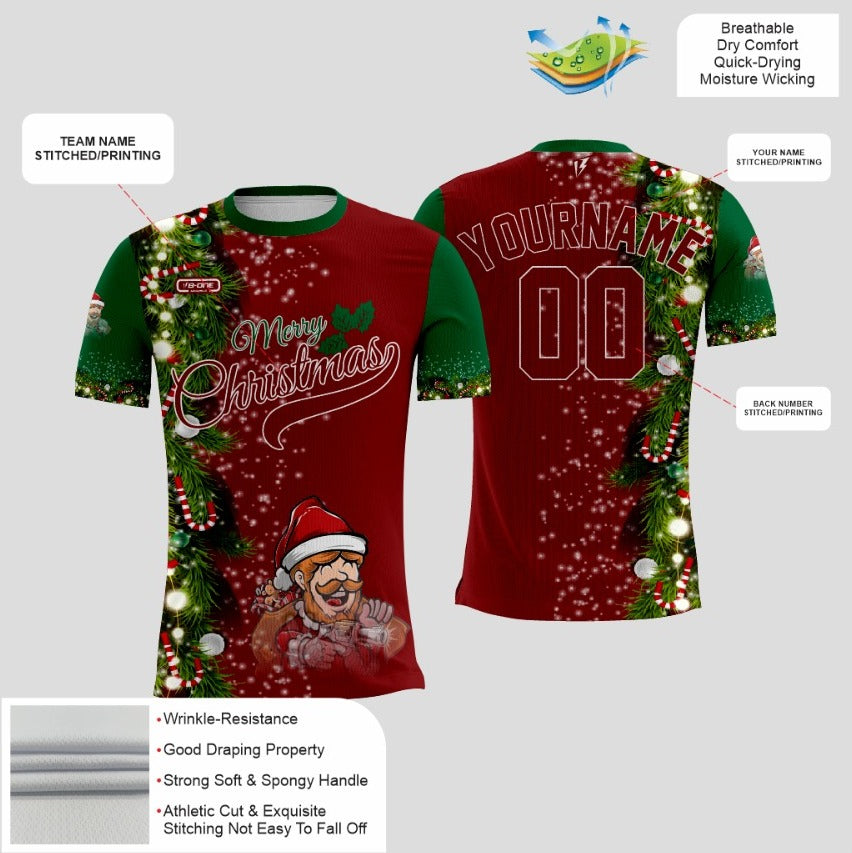 Custom Red & Green 3D Performance Christmas Shirt