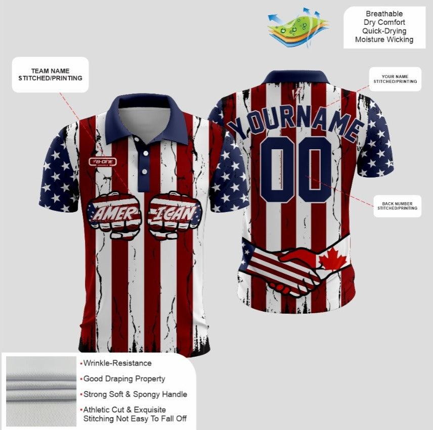 Custom American Flag Sublimated Polo Shirt – Patriotism Meets Performance!