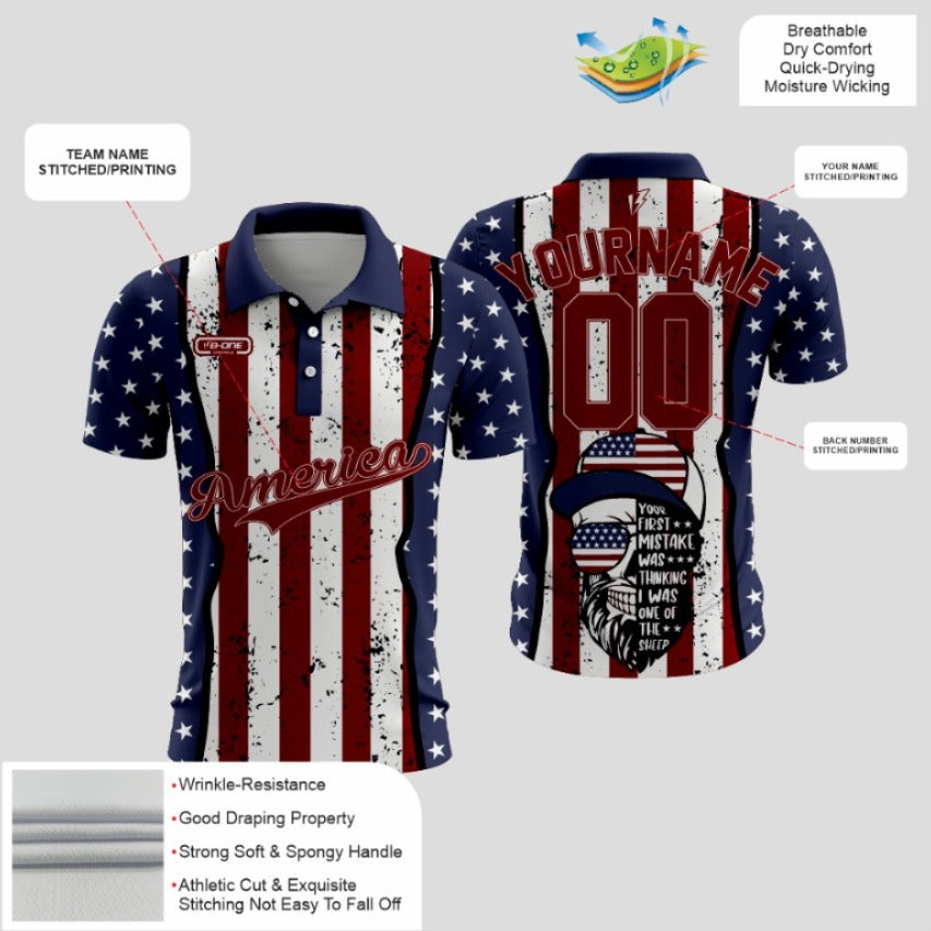 Stars & Stripes Custom Sublimated Polo – Show Your American Pride in Style!