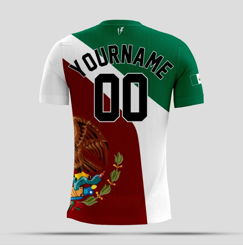 Custom Mexico Flag Dri-Fit T-Shirts Maroon green and white