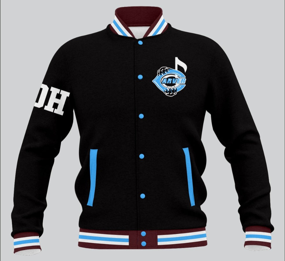 Carvest Black Varsity Jacket Sublimation Made by SRJ