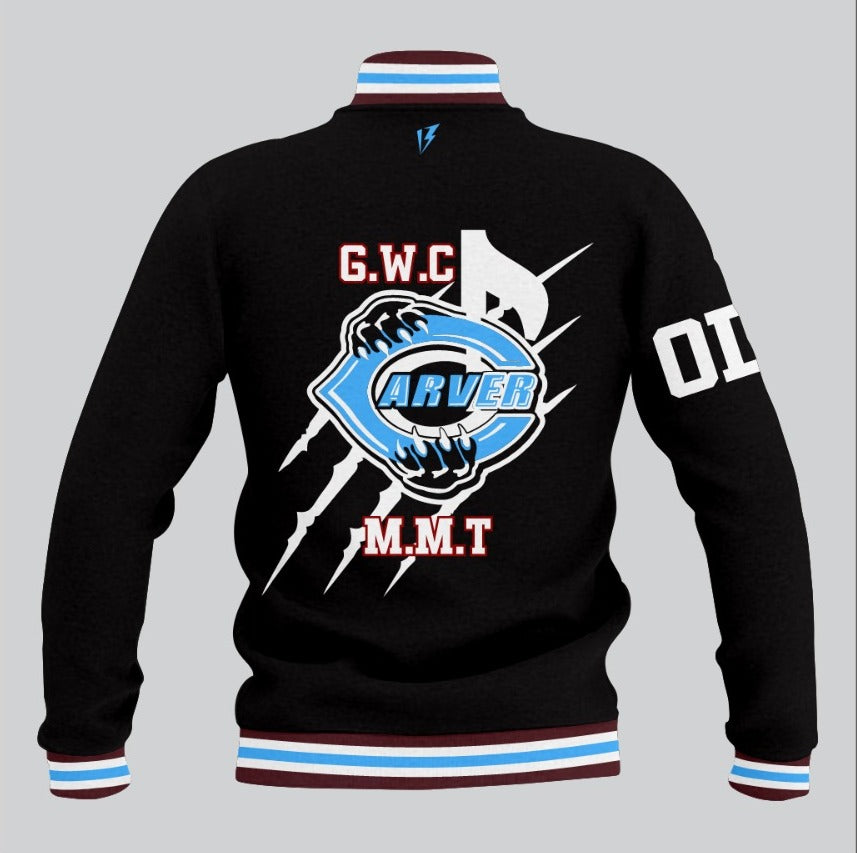 Carvest Black Varsity Jacket Sublimation Made by SRJ