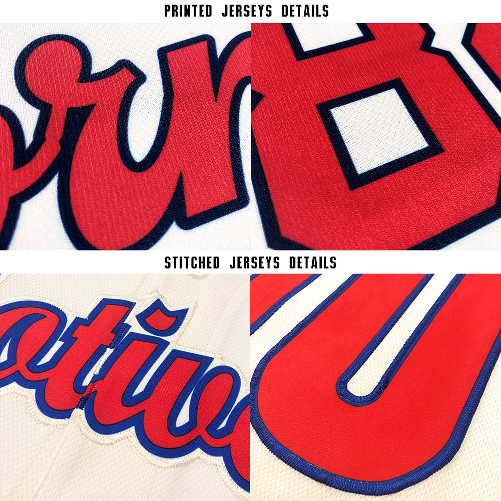 Custom Cream Red-Navy Softball Jersey