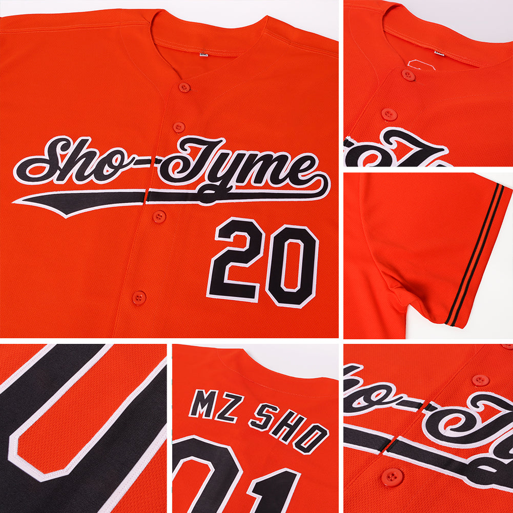 Custom Orange Black-White Softball Jersey