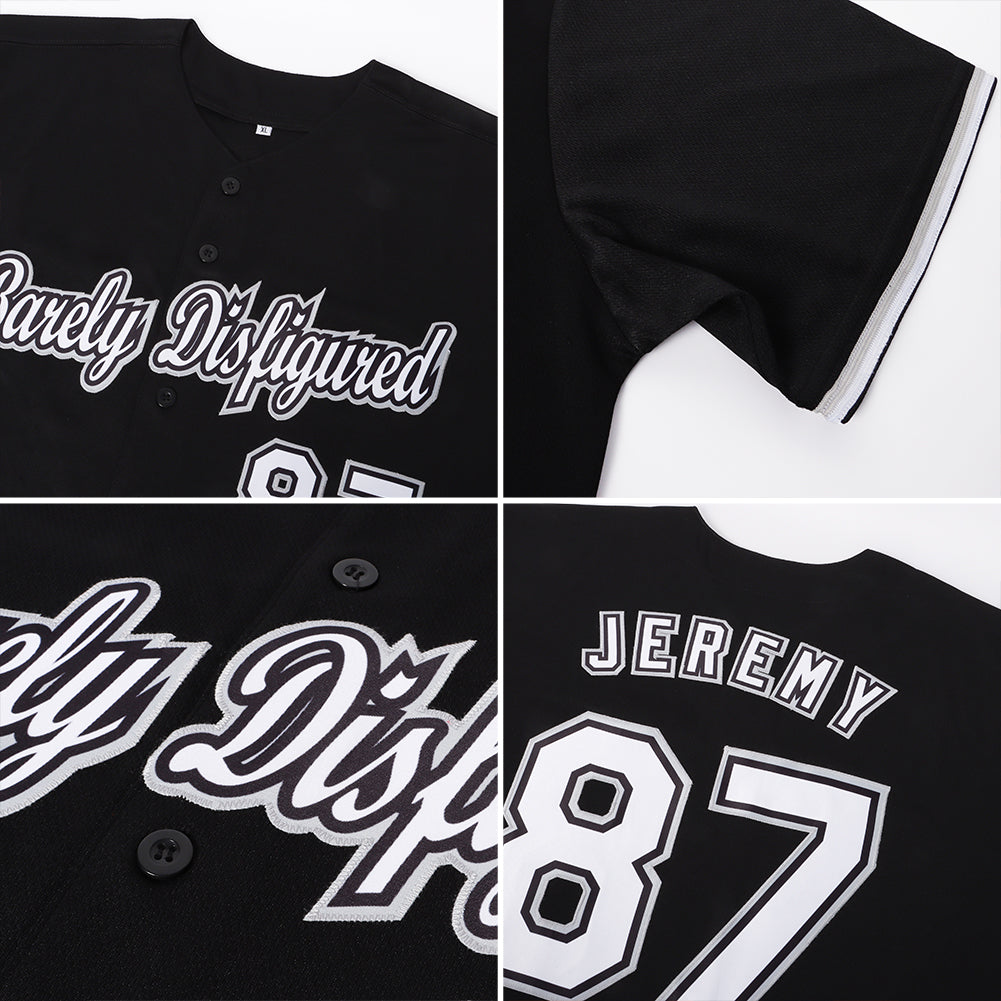 Custom Black White-Gray Authentic Softball Jersey