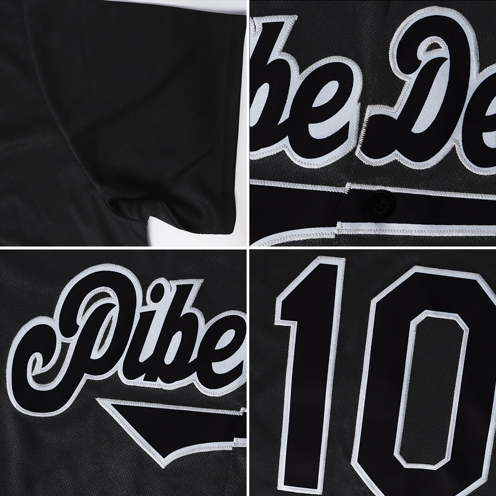 Custom Black Black-Gray Authentic Softball Jersey