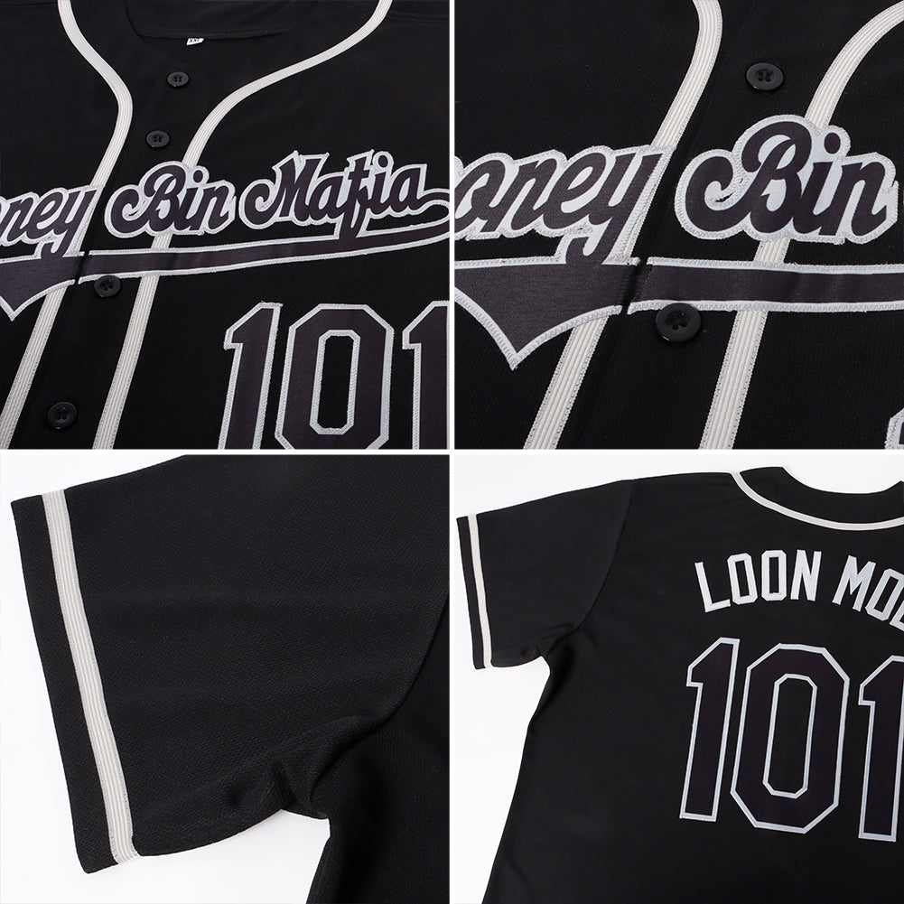 Custom Black Black-Gray Authentic Softball Jersey
