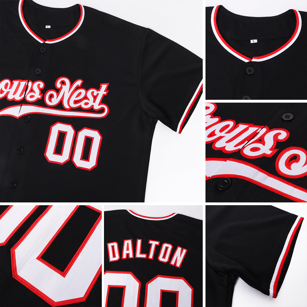 Custom Black White-Red Authentic Softball Jersey