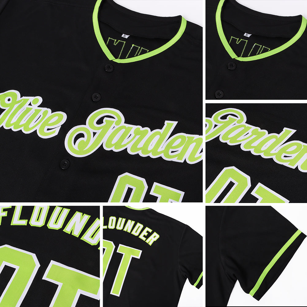 Custom Black Neon Green-White Authentic Softball Jersey