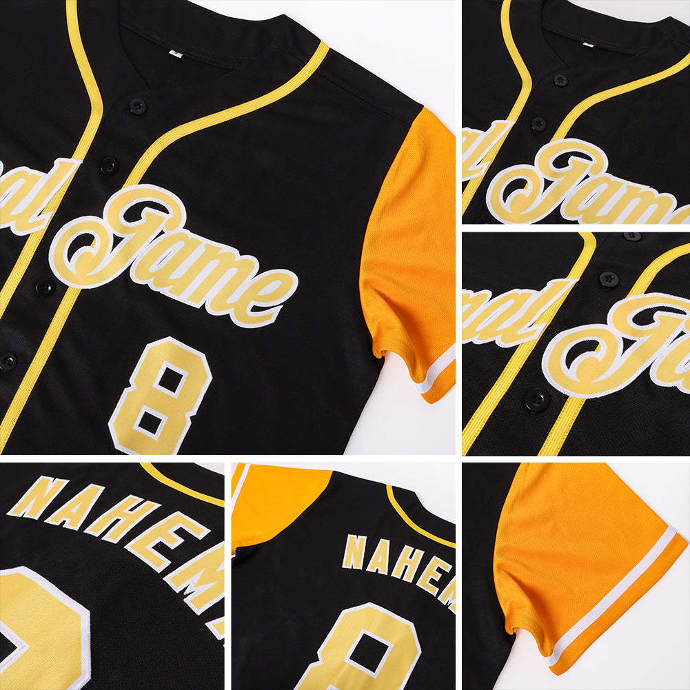 Custom Black Gold-White Authentic Two Tone Softball Jersey