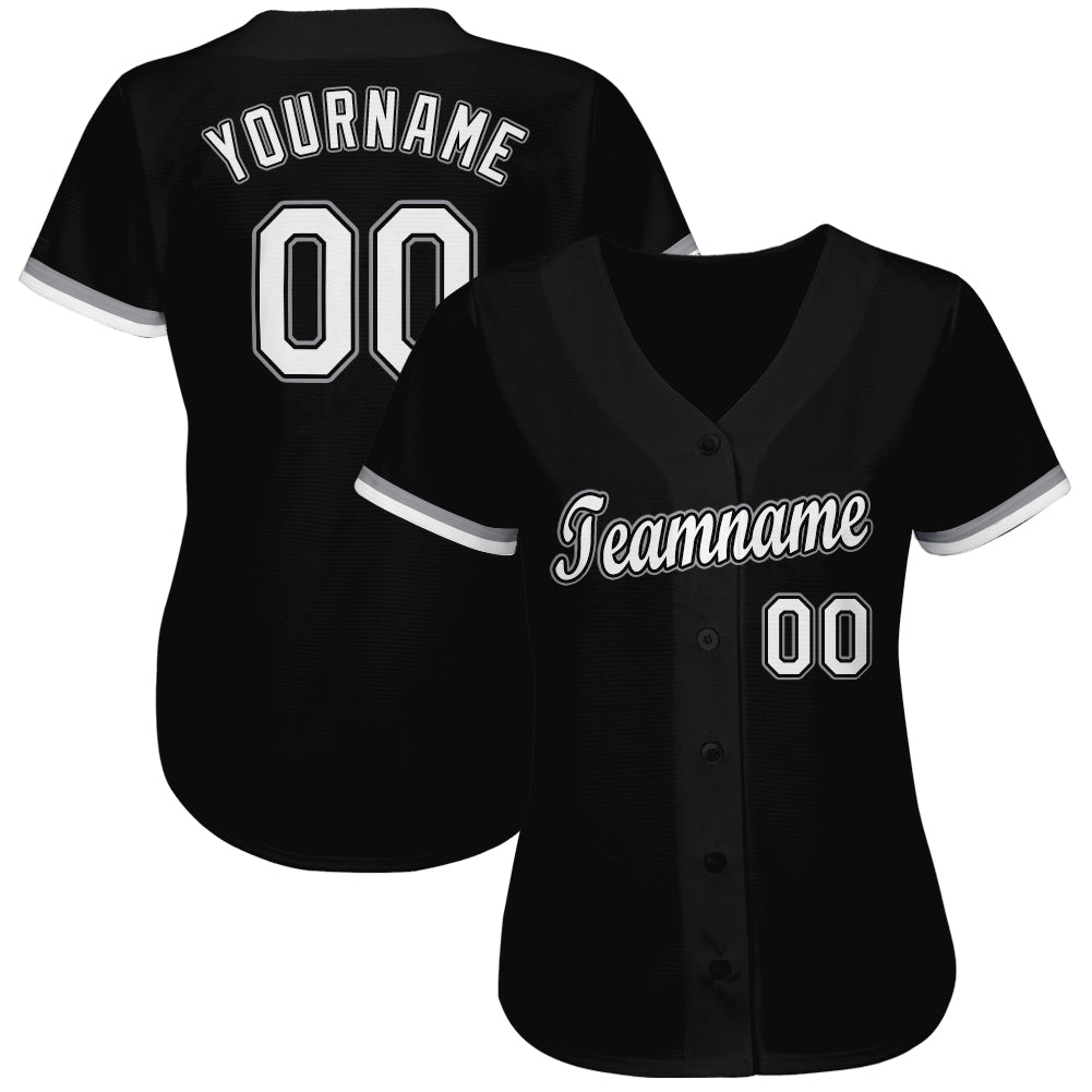 Custom Black White-Gray Softball Jersey