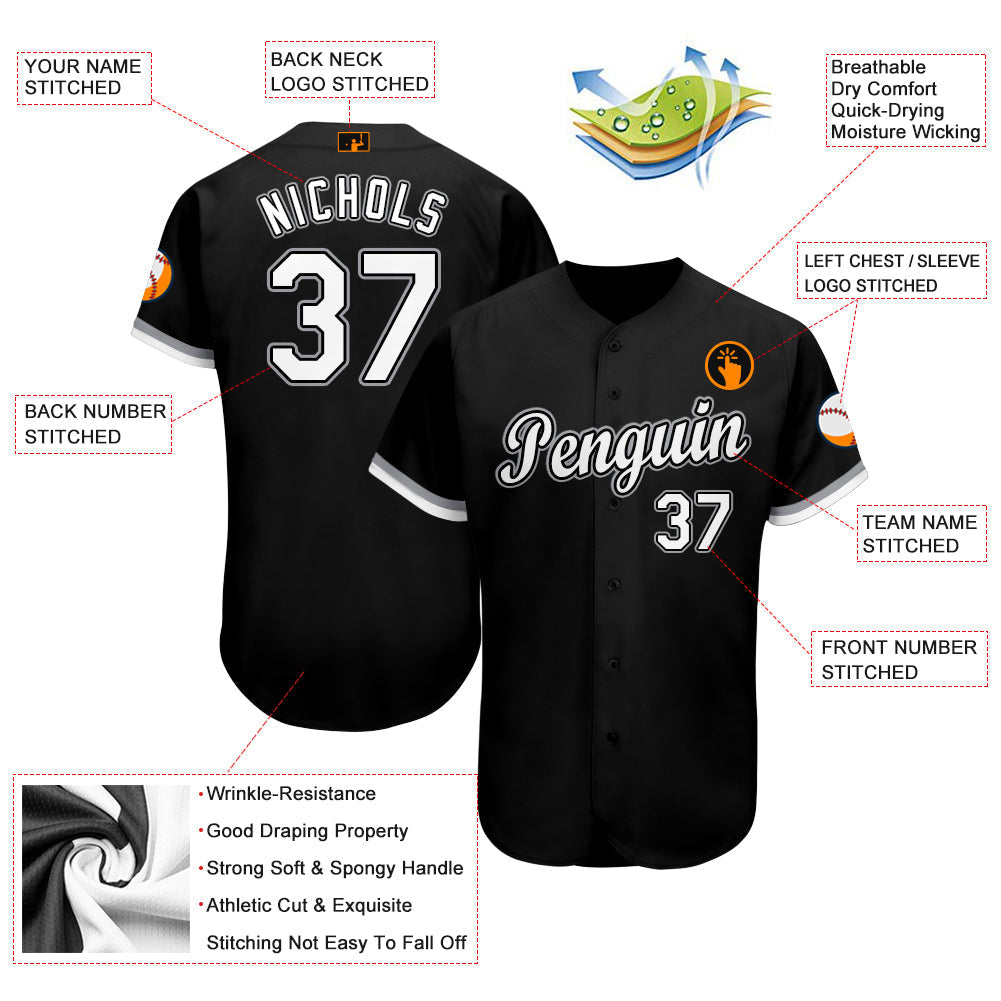 Custom Black White-Gray Softball Jersey