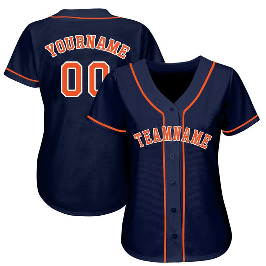 Custom Navy Orange-White Softball Jersey
