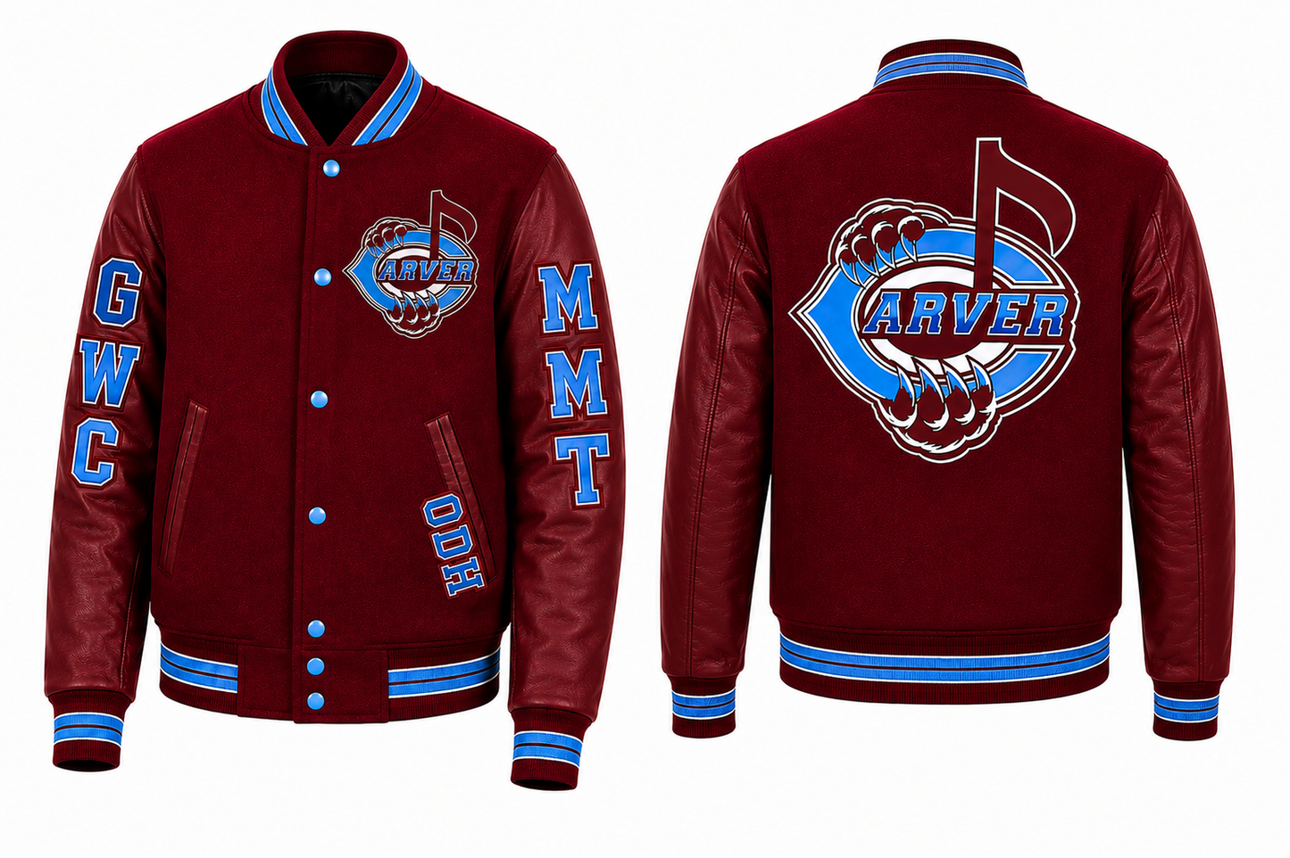 Carver Varisty Jacket logo embroidery wool body and sleeve