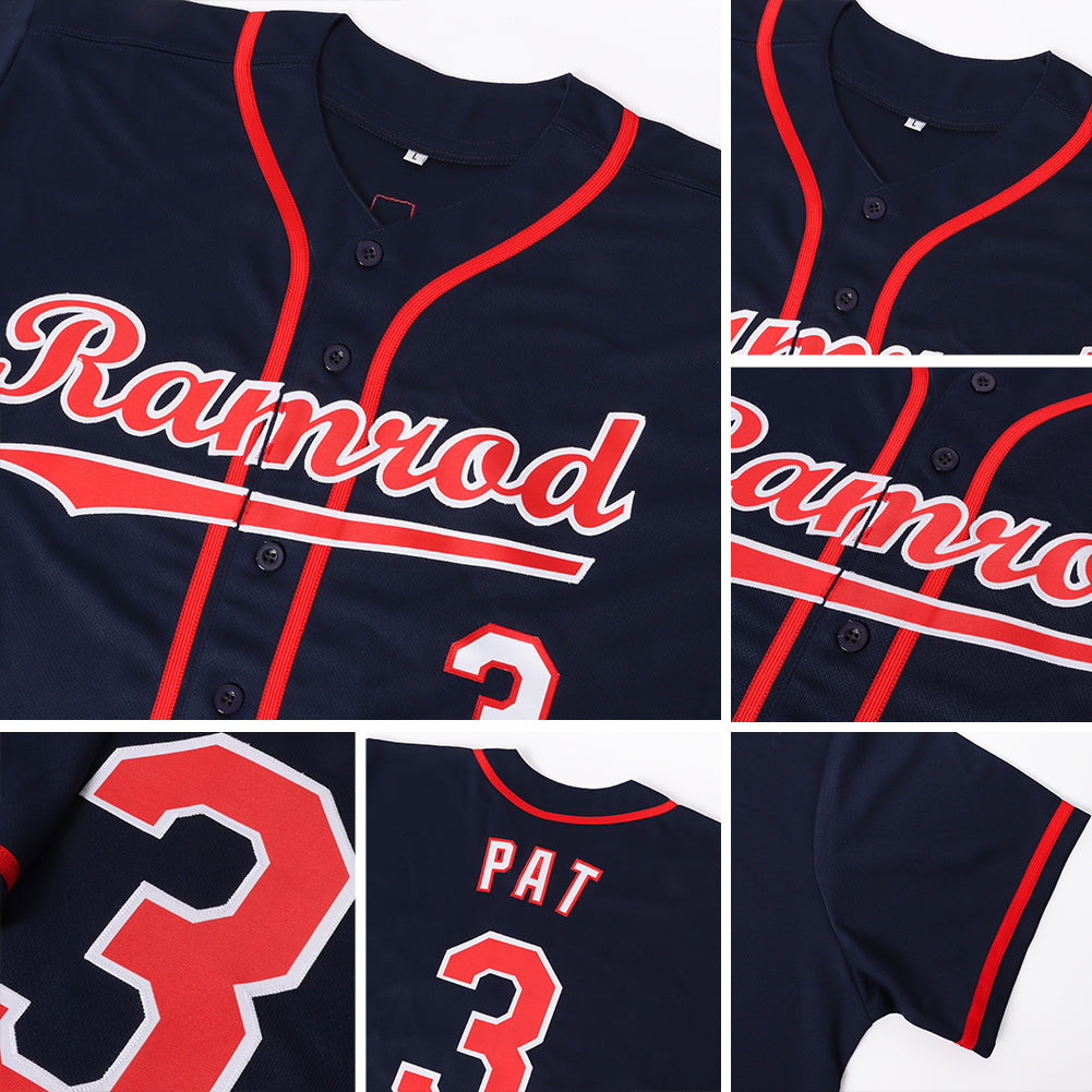 Custom Navy Red-White Softball Jersey