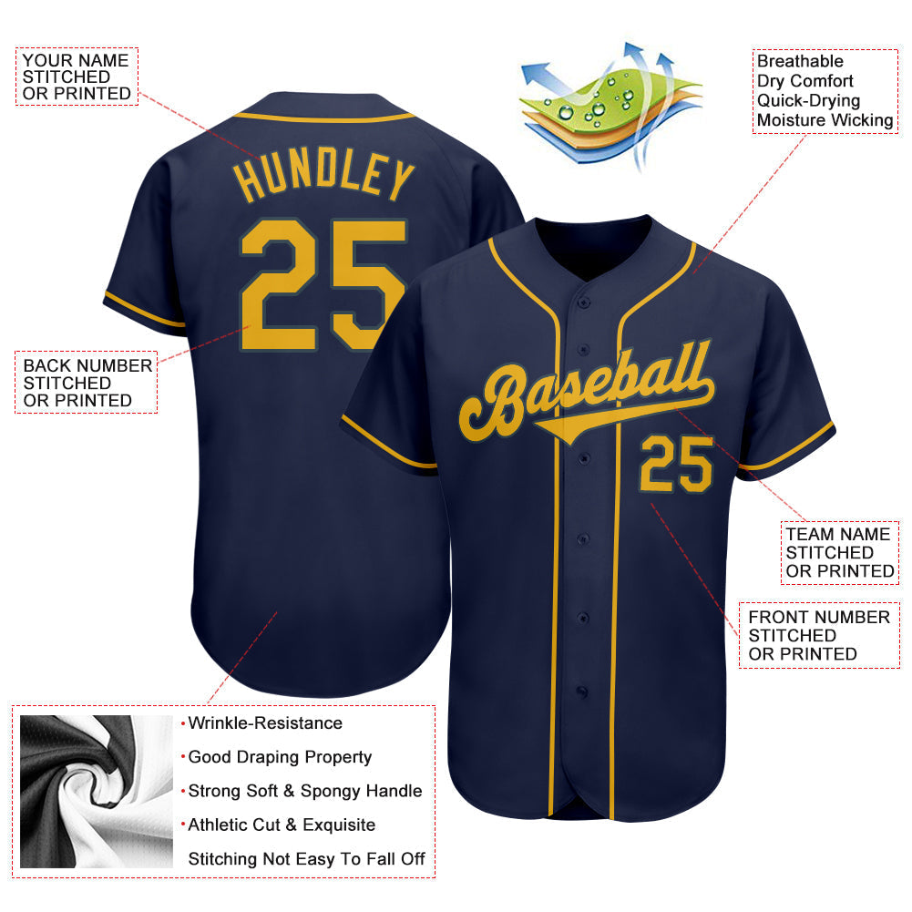 Custom Navy Gold Authentic Softball Jersey
