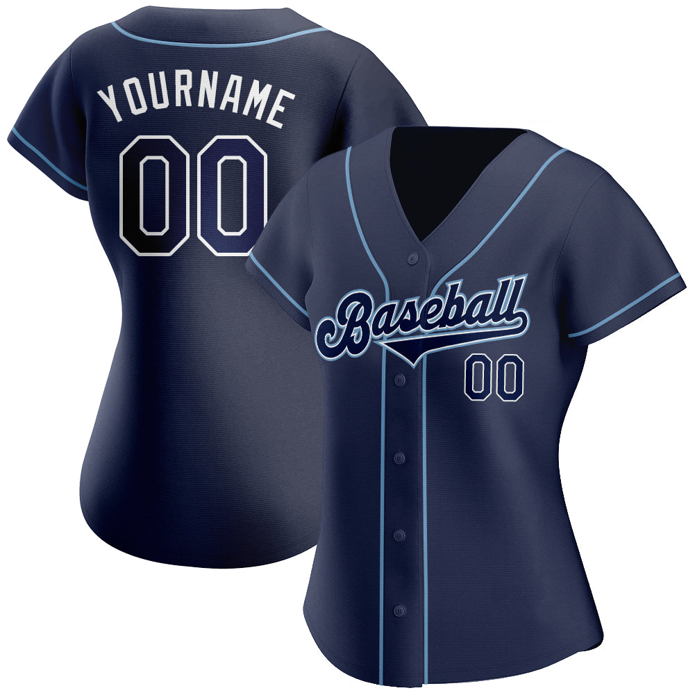 Custom Navy Navy-Powder Blue Authentic Softball Jersey